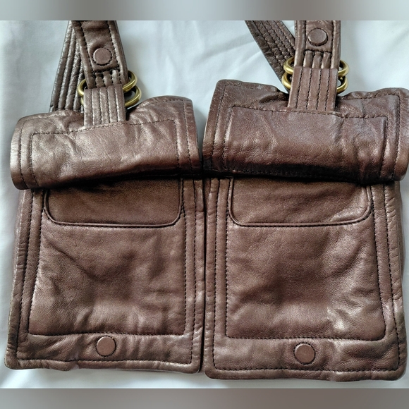 KOOBA metallic Bronze Leather, Shoulder Baguette, Tote, Y2K - Picture 5 of 8